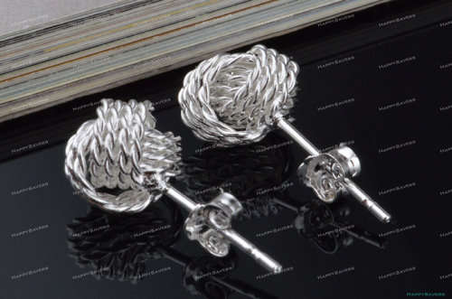 Sterling Silver Women's Fashion Twisted Knot Stud Earrings