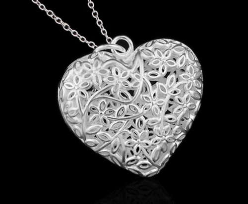 Sterling Silver Heart Shaped Necklace Pendant - Free Chain
