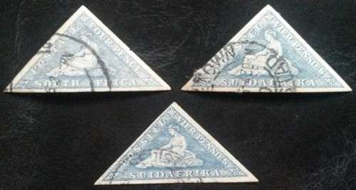 SOUTH AFRICAN 1926 FOUR PENCE AND FIER PENCE TRIANGULAR STAMPS SG 33