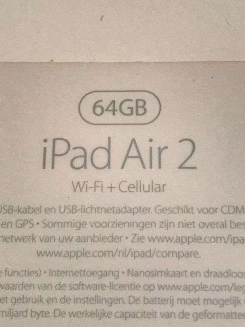 iPad Air 2 64GB Wifi and Cellular