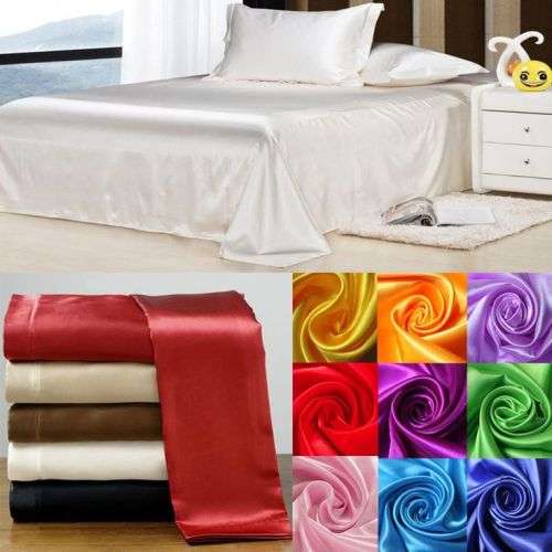 3-Piece Satin Duvet Cover Set - White - QUEEN