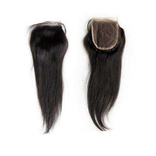 100% Remy Brazilian Human Hair 4x4 Closure Wave 10" - 3 Part Closure - Straight