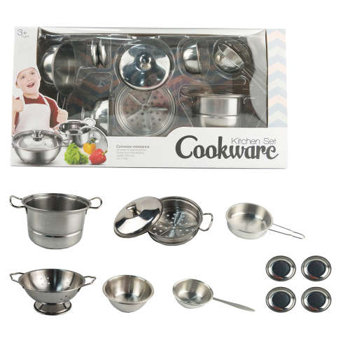 Metal Cookware Set - Pretend Play Toys - Kitchen Pot Set