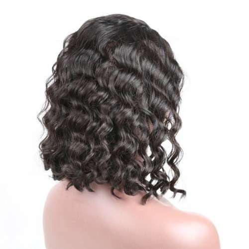 Brazilian Virgin Loose Wave Wig with Lace Frontal Closure - 10 Inches - Grade 10A