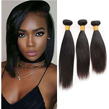 Heat Resistant Fibre Brazilian Hair 3 Bundles - 8, 10 and 12 Inches - Black