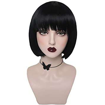 Brazilian Virgin 100% Human Hair Bob Wig with Bangs / Fringe - 8 Inches - Colour 1B  **SALE**
