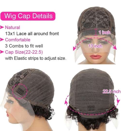 Brazilian Curly Human Hair Pixie Ear-to-Ear Lace Frontal Wig - Grade 11A