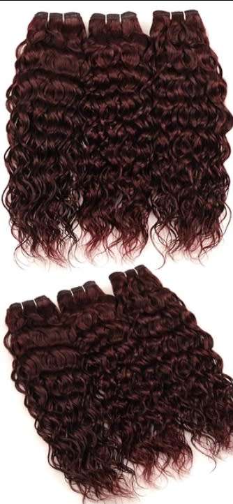 6 Synthetic Water Wave Bundles - Colour 99J/ Wine Red - 8 inches