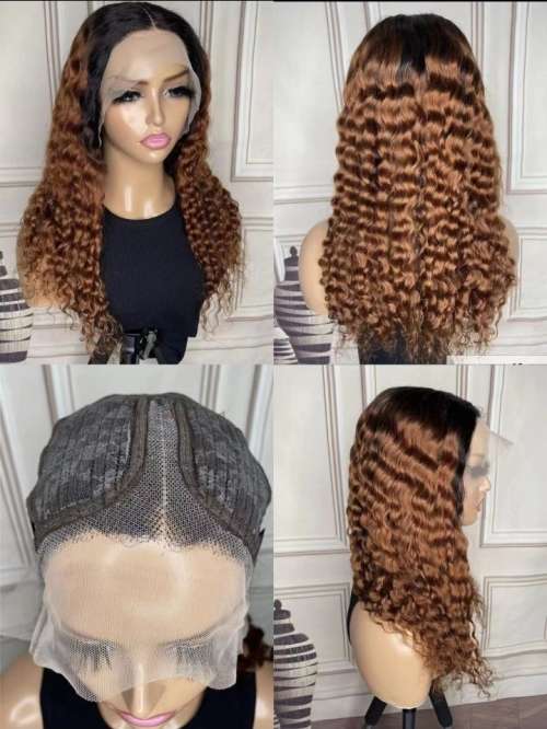 20 Inch 100% Virgin Brazilian Deep Wave 13x1 Lace Front Wig - Colour 1B/30 Ombre **Please Read*