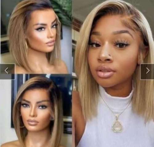 Virgin Brazilian 13x1 Lace Front Wig Colour 1B/18 - Straight Human Hair 10 Inches - Grade 12A