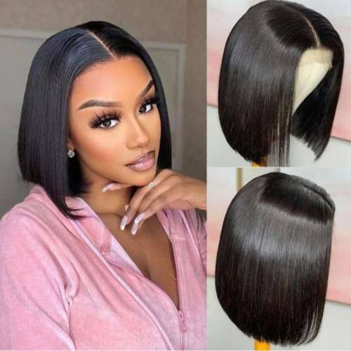 8 Inch 100% Virgin Brazilian Straight T-part Lace Front Wig - Colour 1B **Please Read*