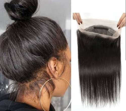 360 Degrees Full Lace Frontal - Brazilian Straight  Hair - 20 Inches - 1B