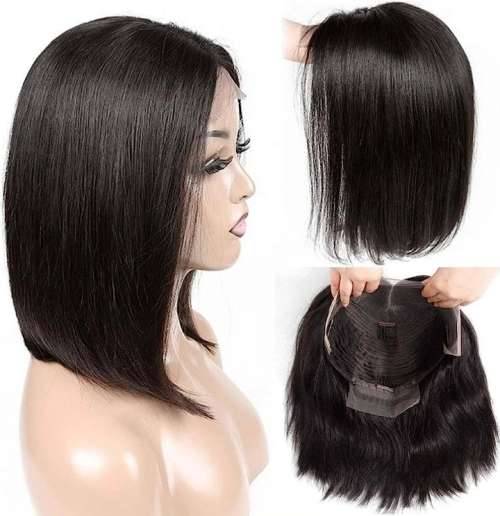 13x4 Full Lace Frontal Brazilian Bob Wig - Colour 1B  Natural - 8 Inches