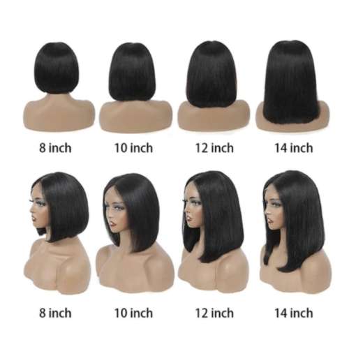 13x4 Full Lace Frontal Brazilian Bob Wig - Colour 1B  Natural - 8 Inches