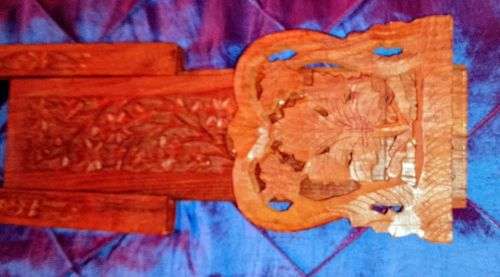 Vintage Indian Hand-Carved Extendable Sliding Book Rack / Stand