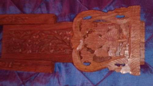 Vintage Indian Hand-Carved Extendable Sliding Book Rack / Stand