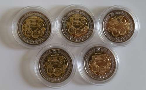 ##UNC## 5 x 2011 SARB 90th Anniversary R5 in capsules