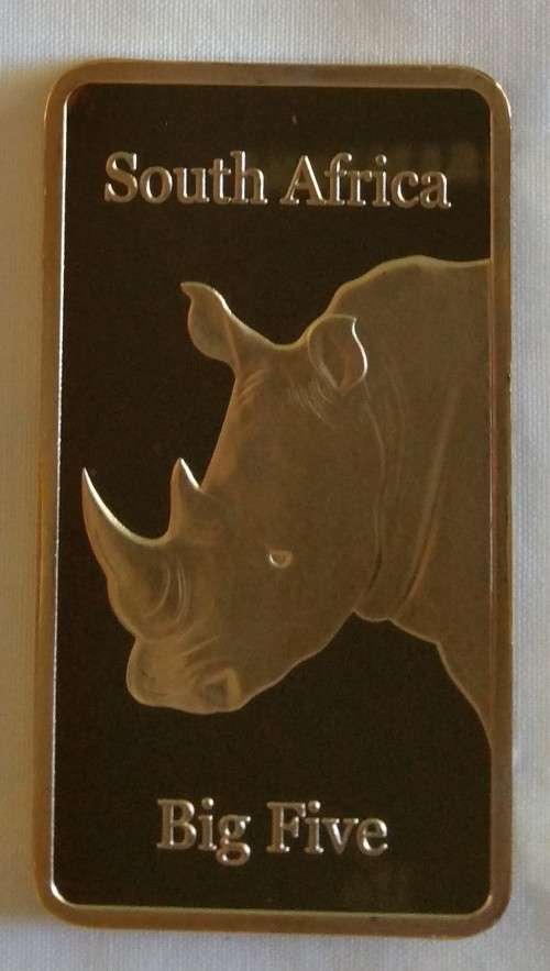 1 ounce Gold Clad bar Big 5 'Rhino'