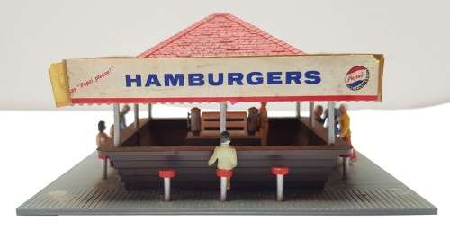 Hamburger Kiosk with 9 people included.