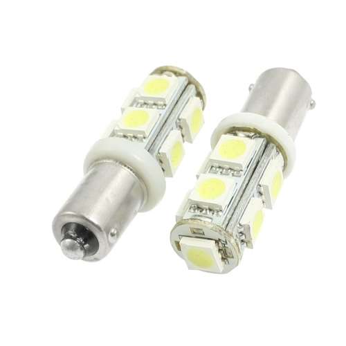 2 Pcs Auto Car BA9S White 5050 9 SMD LED Bulb Tail Rear Light