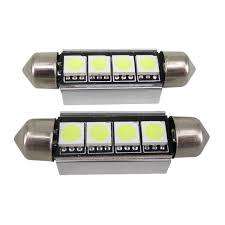 2pcs White Canbus 41mm Festoon 4 SMD 5050 LED Error Free Car Dome Interior Light Lamp