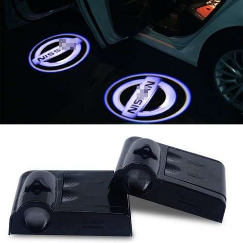 2pcs Universal Wireless Car Projection LED Projector Door Shadow Light Welcome Light Laser Emblem