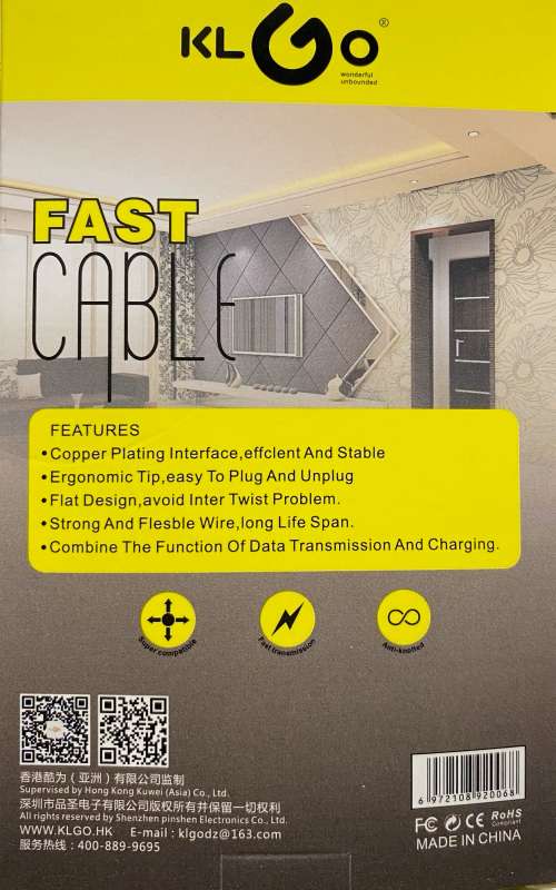 KLGO FAST CHARGING CABLE IOS S-50 2000MM