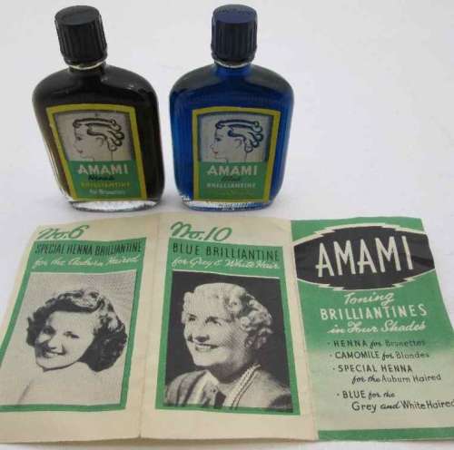Vintage Amami Hair Dye: Henna Brilliantine For Brunettes & Blue Brilliantine For Grey & White Hair