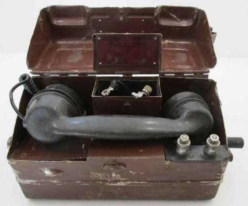 Vintage (Military?) Brown Beeston Notts TEL Telephone - 24cm/13cm/11cm