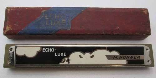 Vintage Art Deco M Hohner Echo-Luxe Harmonica + Original Box