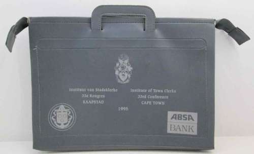 ABSA Bank Institute Of Town Clerks 33rd - Vintage Promotional Zip-Up Leatherette Folder - 37cm/28cm