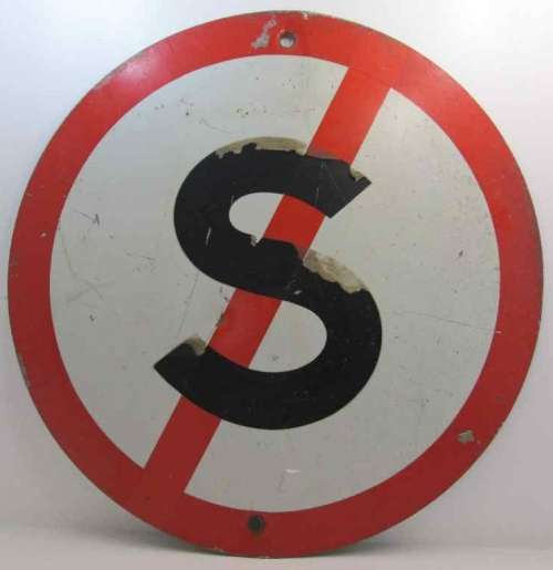 Vintage Metal No Stopping Sign - Diameter 60cm