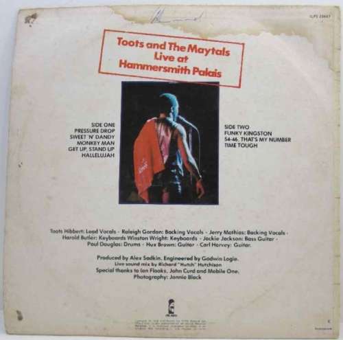 Toots And The Maytals Live At Hammersmith Palais, 1981 - Island, ILPS 29647