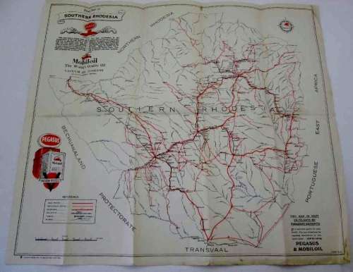 Pegasus/Mobiloil Road Map Of Southern Rhodesia - 56cm/50cm (Galvin & Sales, Ltd)