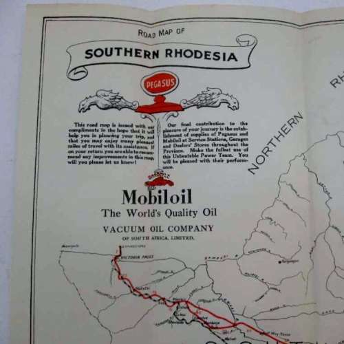 Pegasus/Mobiloil Road Map Of Southern Rhodesia - 56cm/50cm (Galvin & Sales, Ltd)