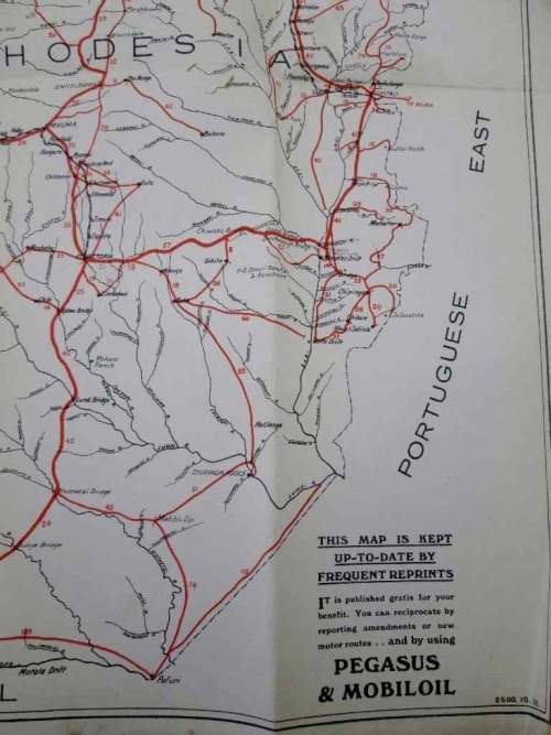 Pegasus/Mobiloil Road Map Of Southern Rhodesia - 56cm/50cm (Galvin & Sales, Ltd)