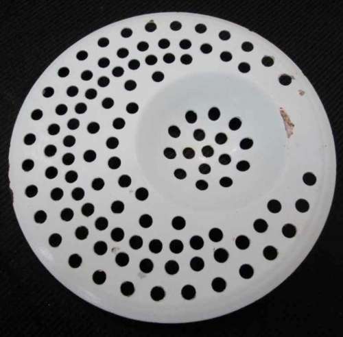 Old White Enamel Plug Hole Cover - Diameter 11,5cm