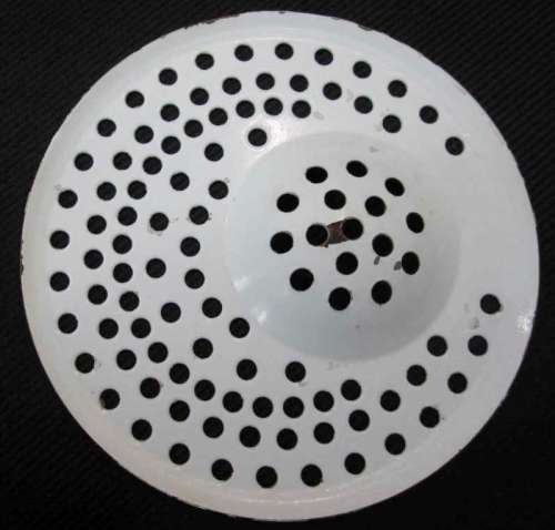 Old White Enamel Plug Hole Cover - Diameter 11,5cm