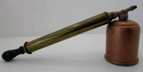 Vintage c1930's Rega Copper & Brass Manual Pump Bug Sprayer With Wooden Handle - Length 40cm