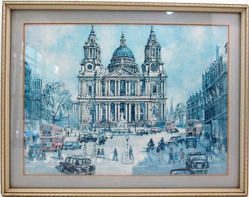 Quality H Moss Print Framed Behind Glass - Total Size 40cm/32cm