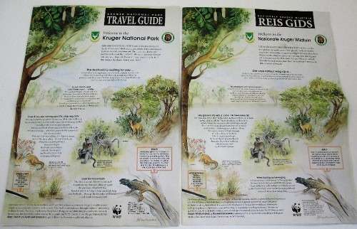 Kruger National park Travel Guide + Nationale Kruger Wildtuin Reis Gids - 2X Fold -Out Pages Each