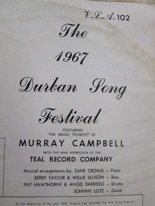 The 1967 Durban Song Festival: The Annual South African Song Writing Competition - Teal, VLA 102