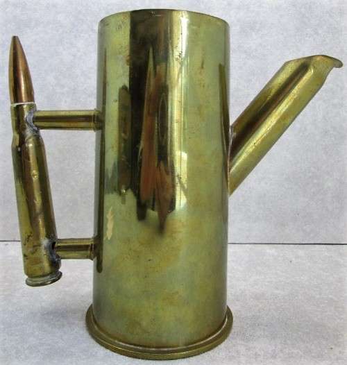 Superb Example Of Trench Art Teapot/Mug - Height 16cm; Base Diameter 8cm