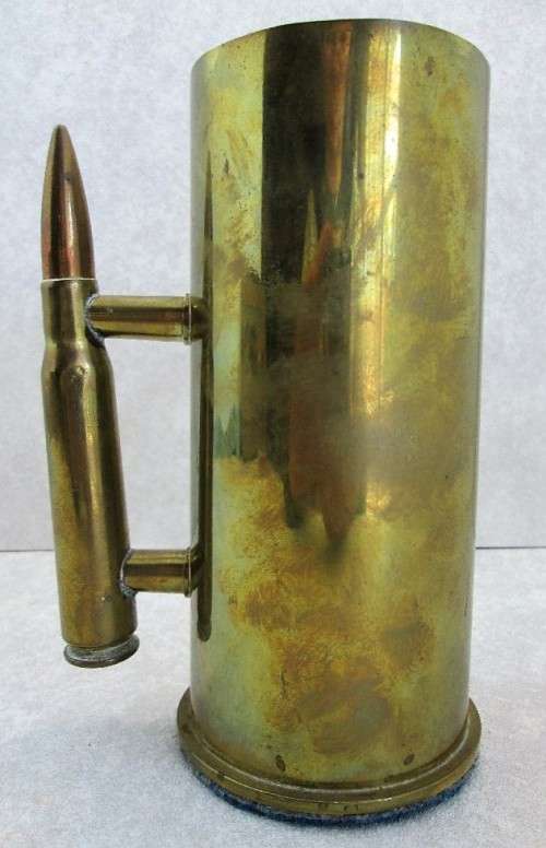 Superb Example Of Trench Art Mug - Height 17cm; Base Diameter 8cm