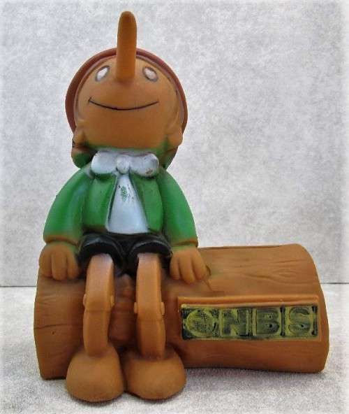 Pinochio Money Box - Apollo Films 1979 Prima Toys Made For NBS Bank - 12cm/7,5cm/14cm