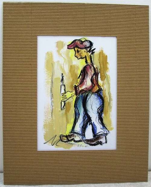 A Fourie Mixed Media Painting Framed In Board - Picture Size: 20cm/14cm; Frame: 32cm/26cm