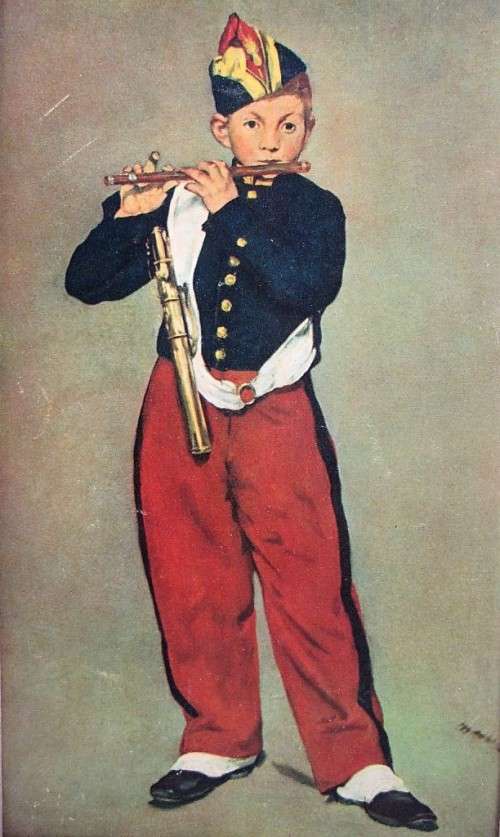 Charming Framed Vintage Boy Musician Print - Good Condition - 29,5cm/18cm