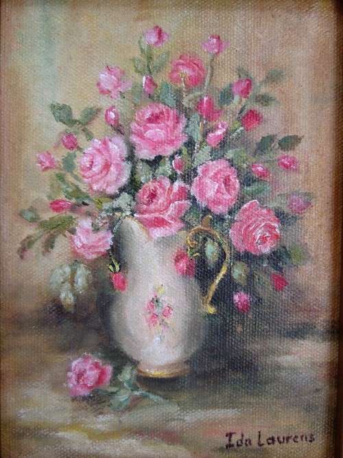 Very Pretty, Beautifully Framed Ida Laurens Oil Painting - Total Size 20cm/24cm/4cm