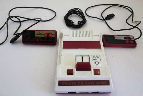Vintage Golden China TV Game Console + Controllers