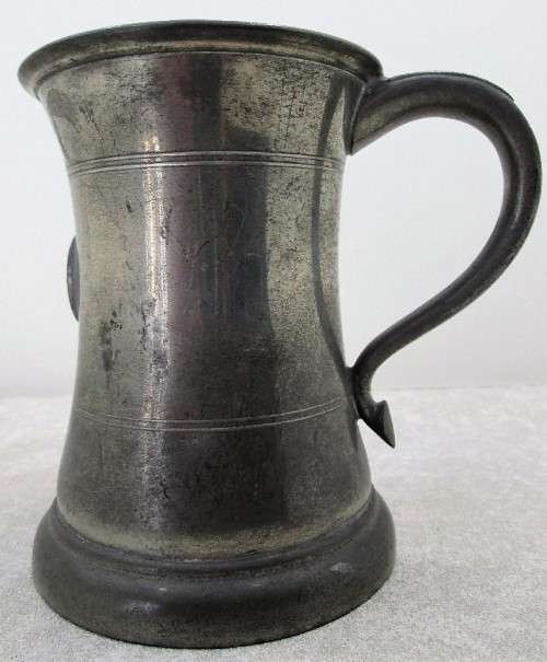 Glass Bottomed (Inscribed The 19th Hole) SS Southern Cross Souvenir Metal Mug - 13,5cm/14cm/10cm